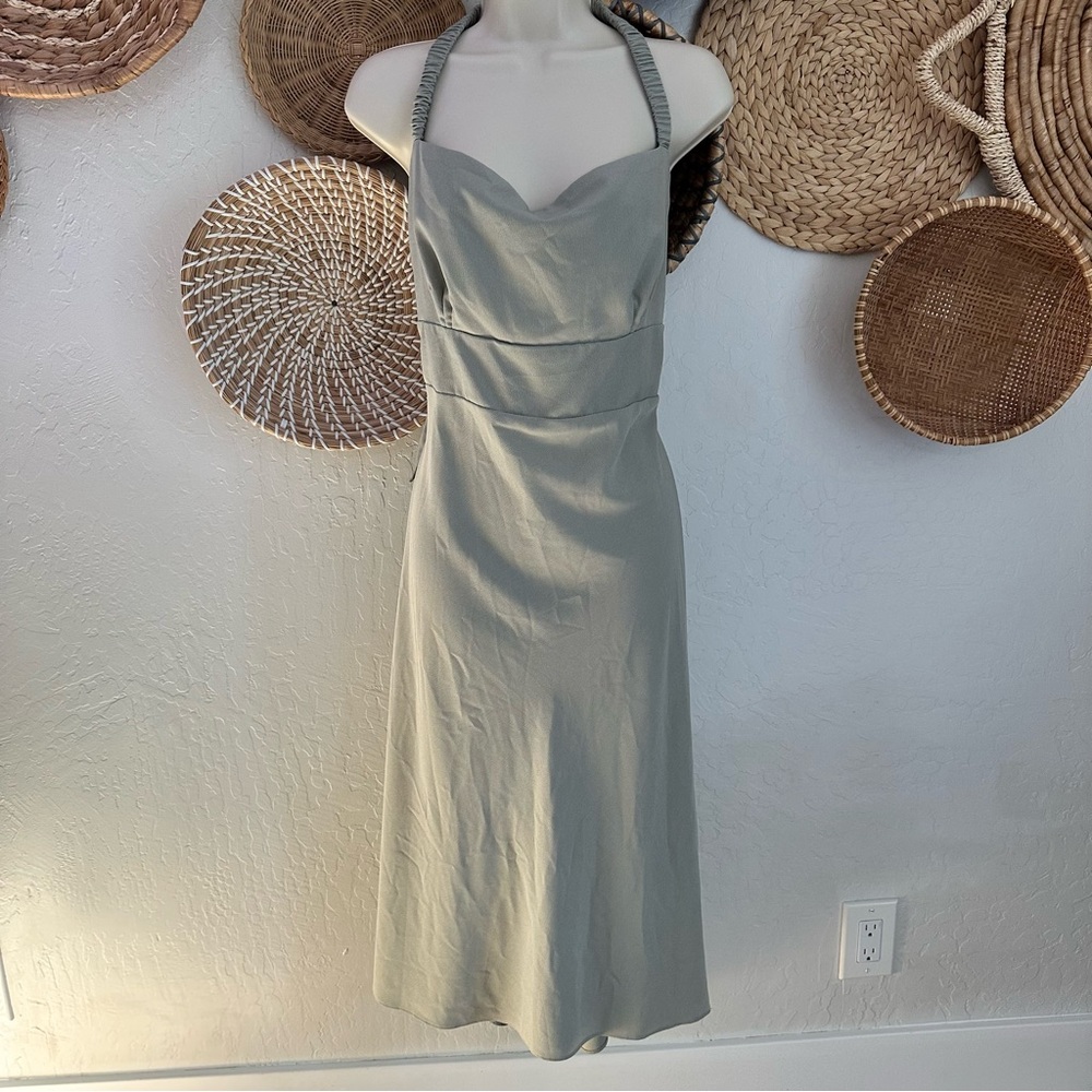 Abercrombie & Fitch Sage Green Halter Midi Dress
